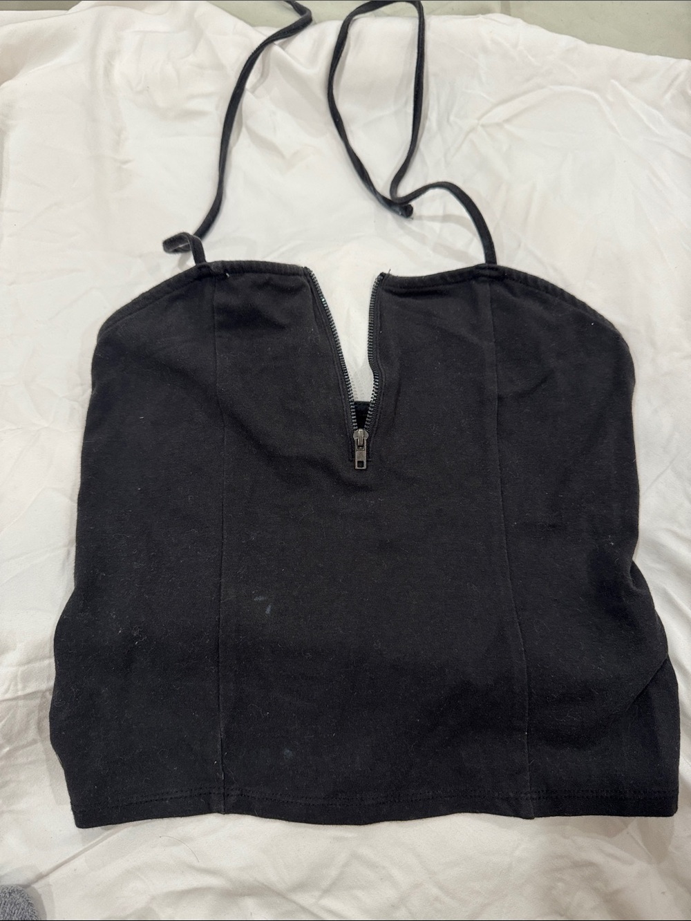 Black Zip-Front Halter Crop Top - UO Kimchi Blue